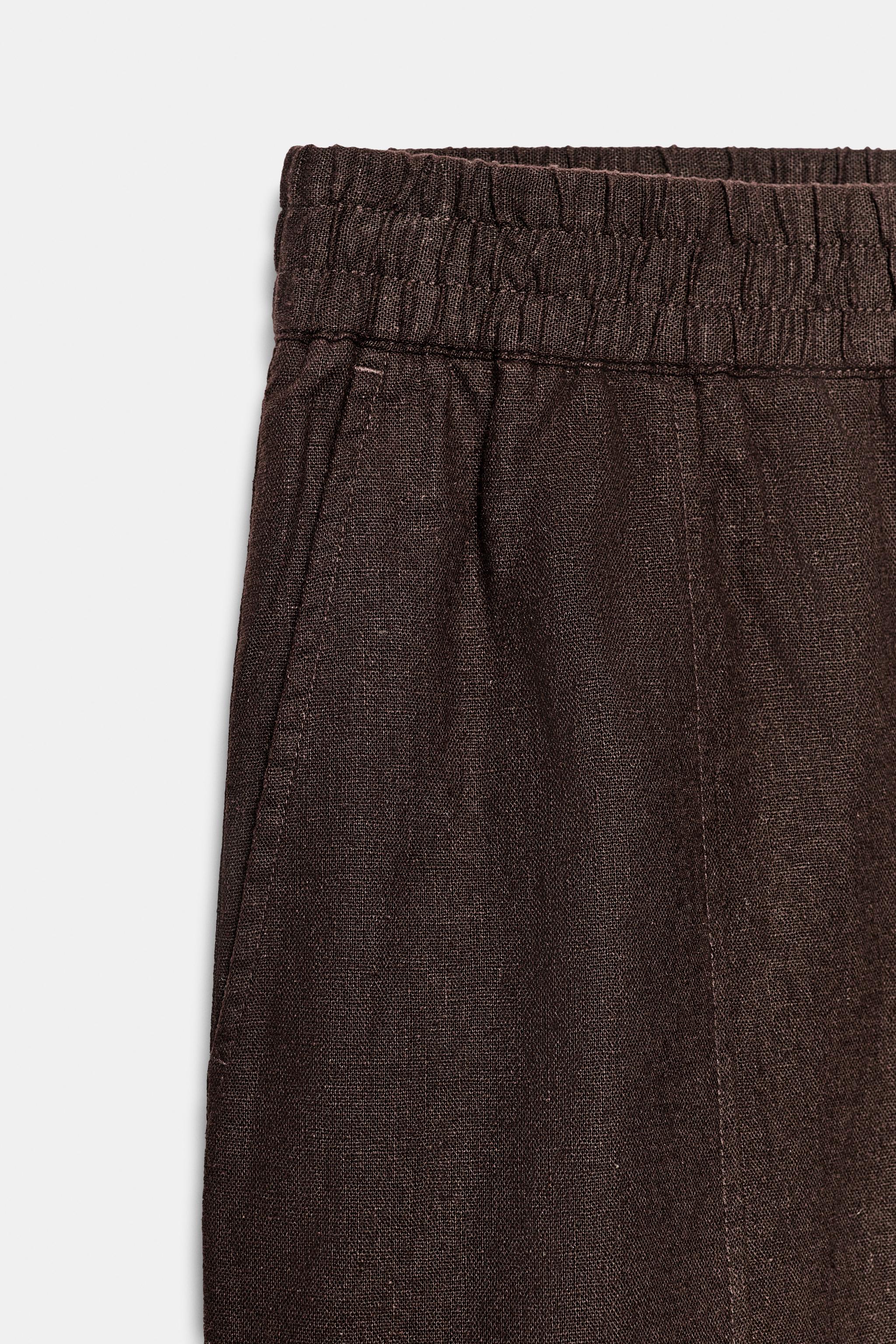 LINEN BARREL PANTS
